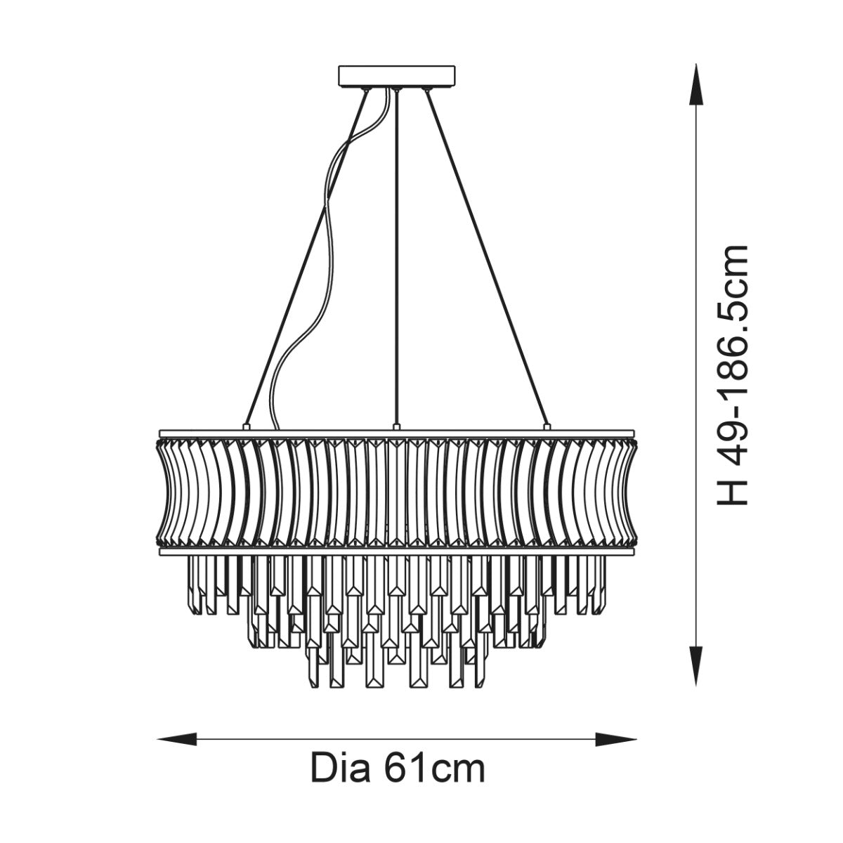 Novena Vilar 9 Light Pendant Light with Crystal and Clear Glass in Bright Nickel Plate