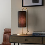 Novena Viseu 1 Light Table Lamp Antique Brass Black Fabric