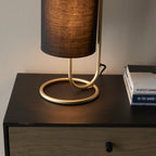 Novena Viseu 1 Light Table Lamp Antique Brass Black Fabric
