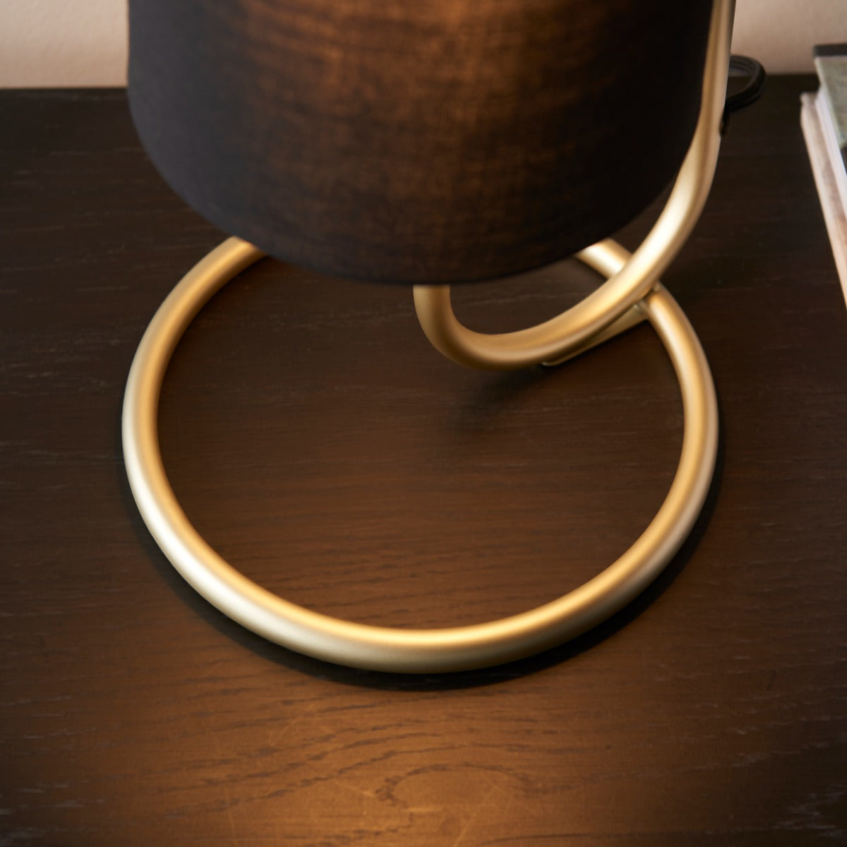 Novena Viseu 1 Light Table Lamp Antique Brass Black Fabric