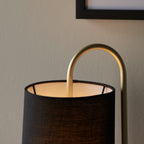 Novena Viseu 1 Light Table Lamp Antique Brass Black Fabric