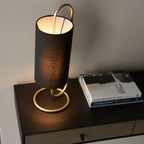 Novena Viseu 1 Light Table Lamp Antique Brass Black Fabric