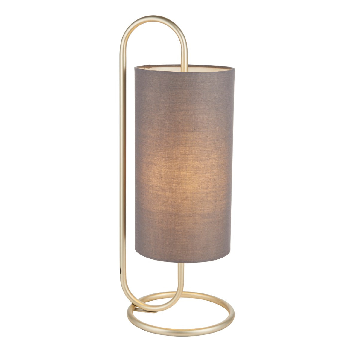 Novena Viseu 1 Light Table Lamp Antique Brass Grey Fabric