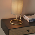 Novena Viseu 1 Light Table Lamp Antique Brass Grey Fabric