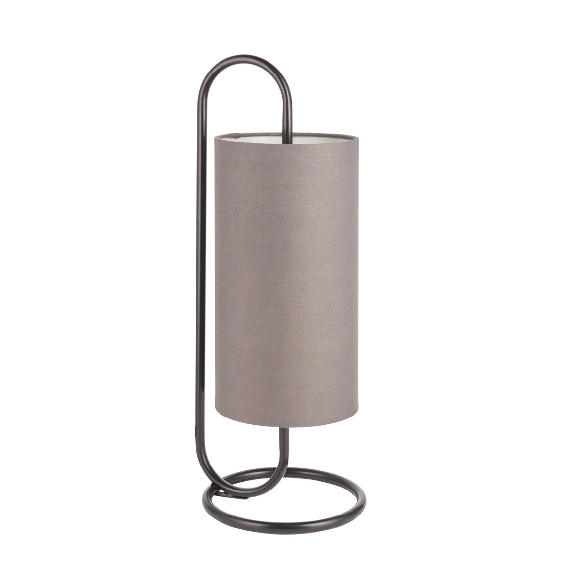 Novena Viseu 1 Light Table Lamp Matt Black Grey Fabric Shade