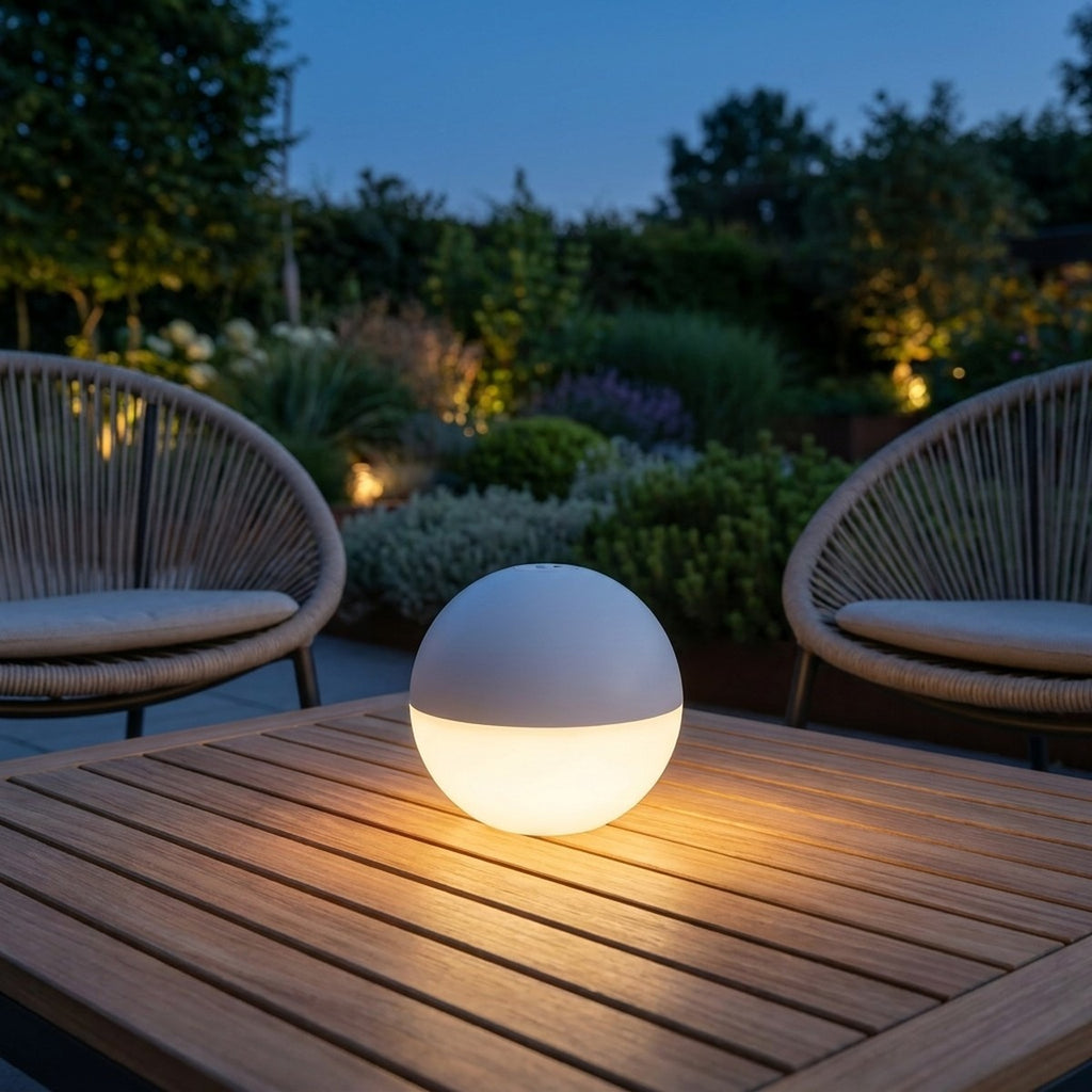 NovNovena Niveo Cordless Rechargeable Outdoor Table Lamp by Serge Cornelissen, White