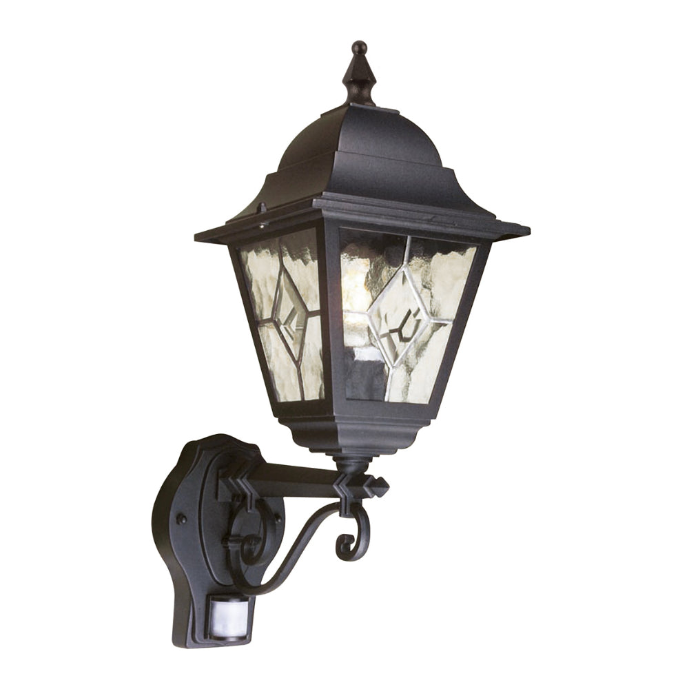 Elstead Norfolk 1 Light Up Outdoor Wall Lantern with PIR in Black