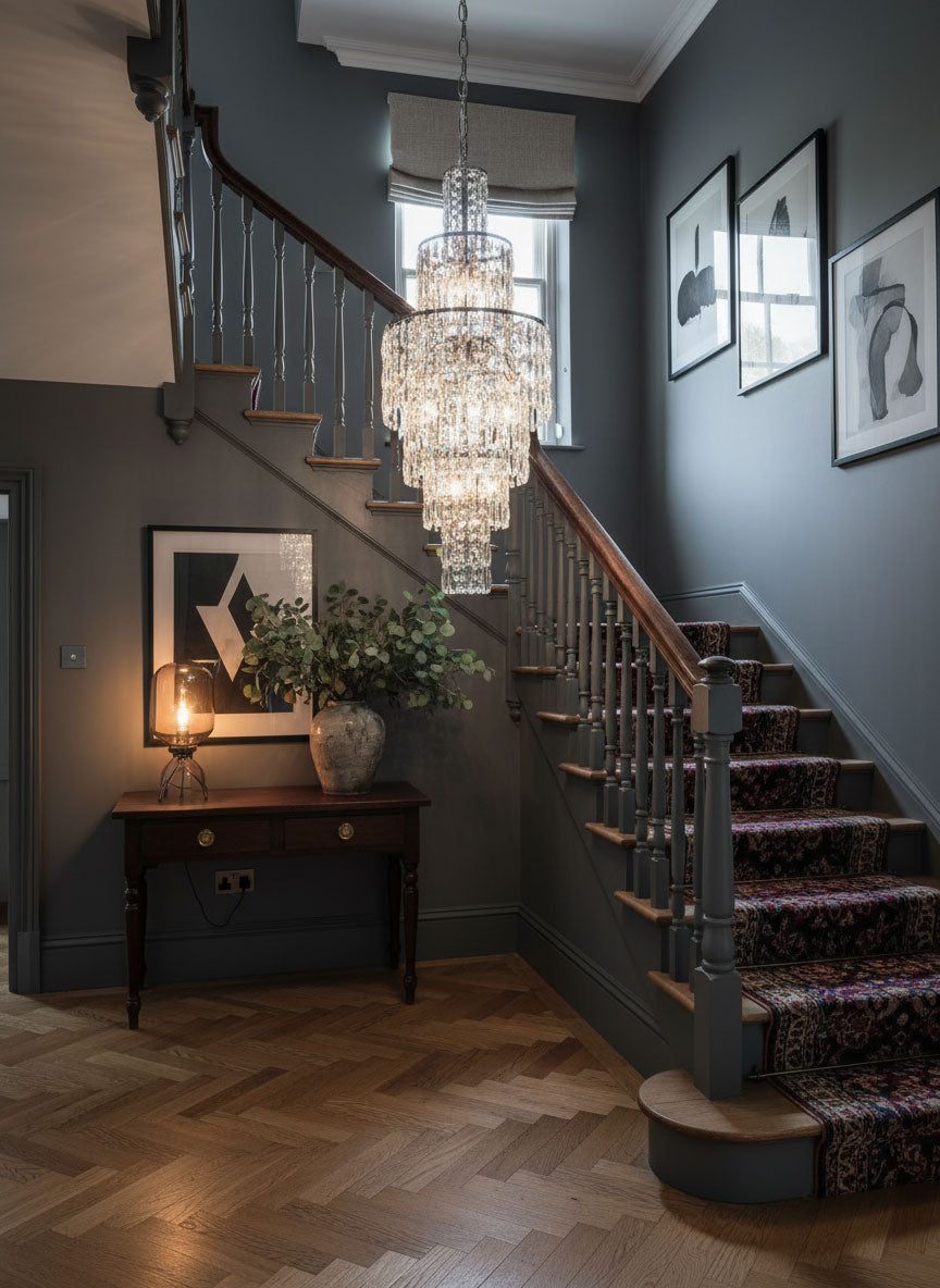 Impex New York 6 Light Crystal Chandelier in Polished Chrome