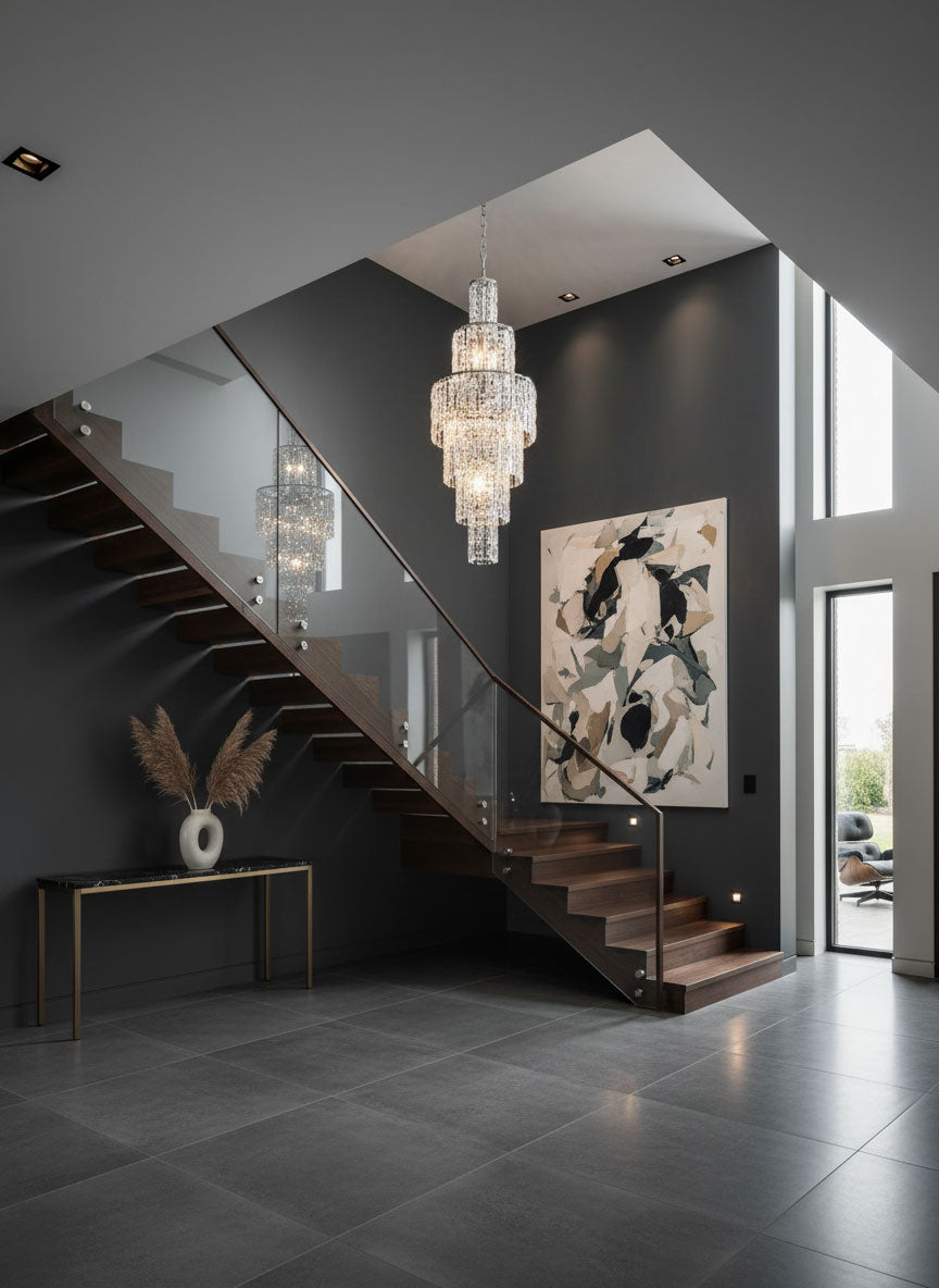 Impex New York 6 Light Crystal Chandelier in Polished Chrome