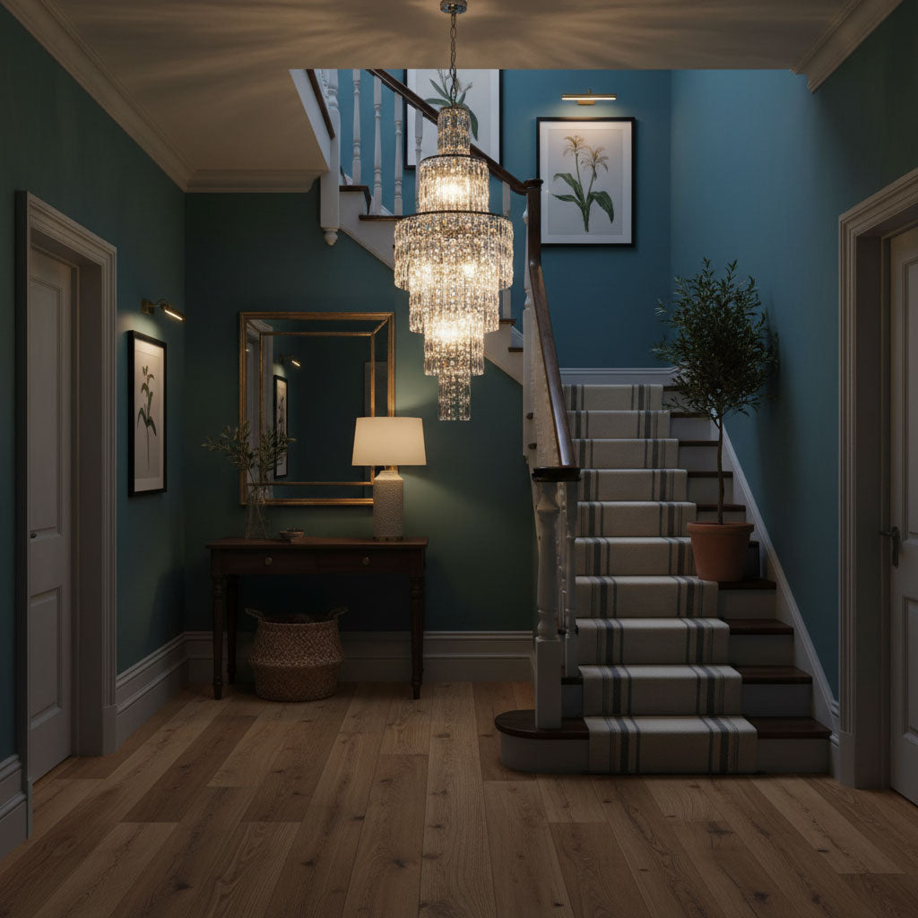 Impex New York 6 Light Crystal Chandelier in Polished Chrome