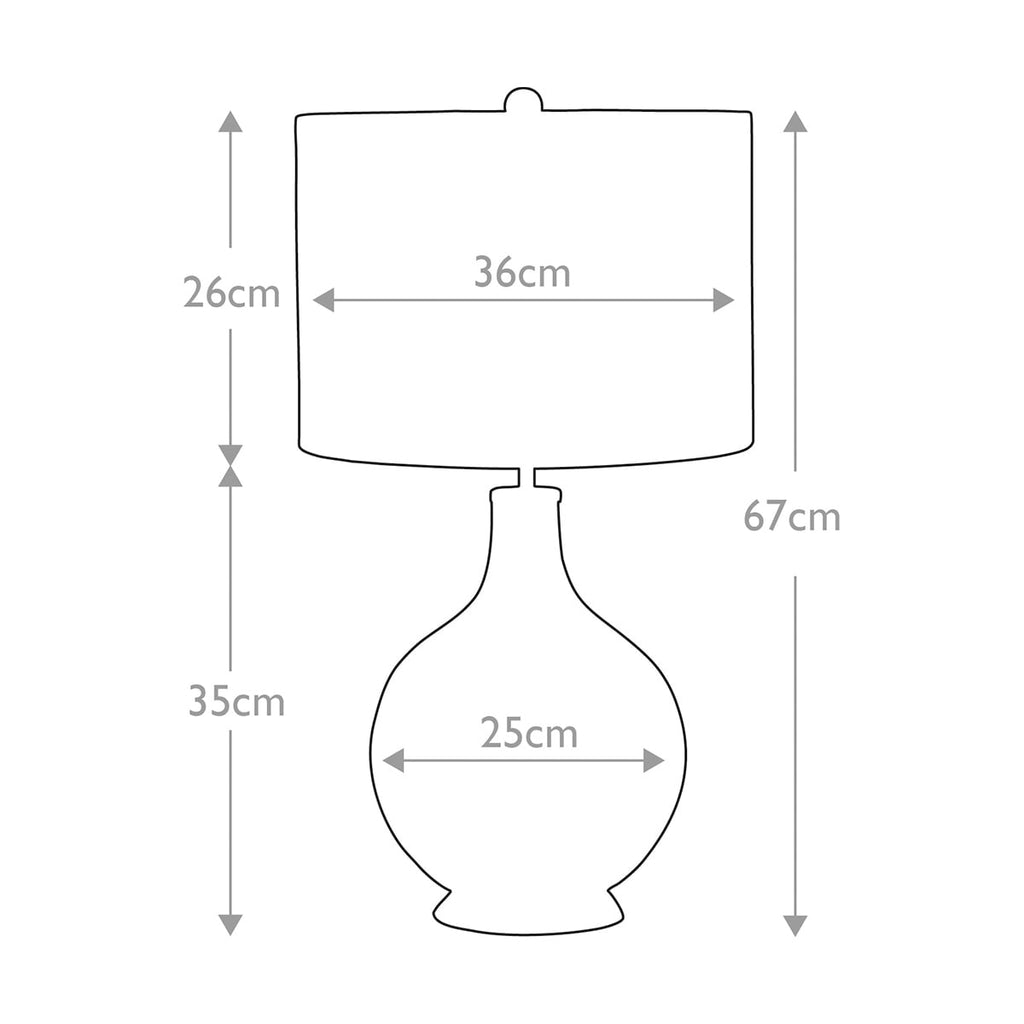 Elstead Orb Table Lamp with Clear Shade - dimensions