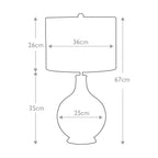 Elstead Orb Table Lamp with Clear Shade - dimensions