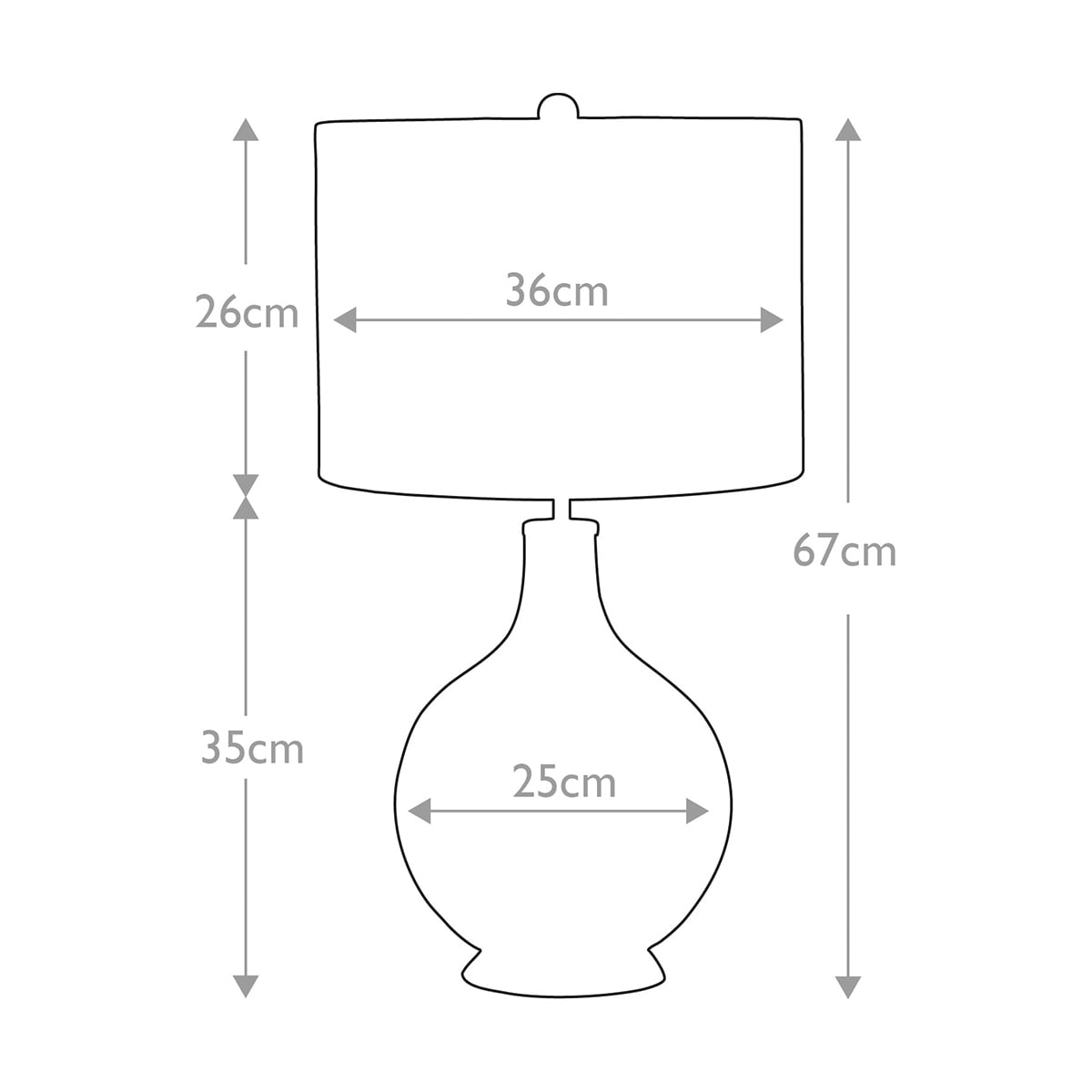 Elstead Orb Table Lamp with Clear Shade - dimensions