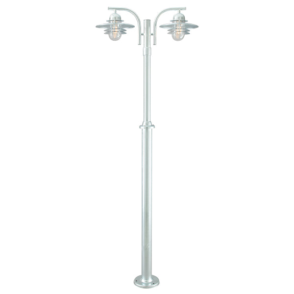 Norlys Oslo 2 Light Outdoor Lamp Post in Galvanized Finish