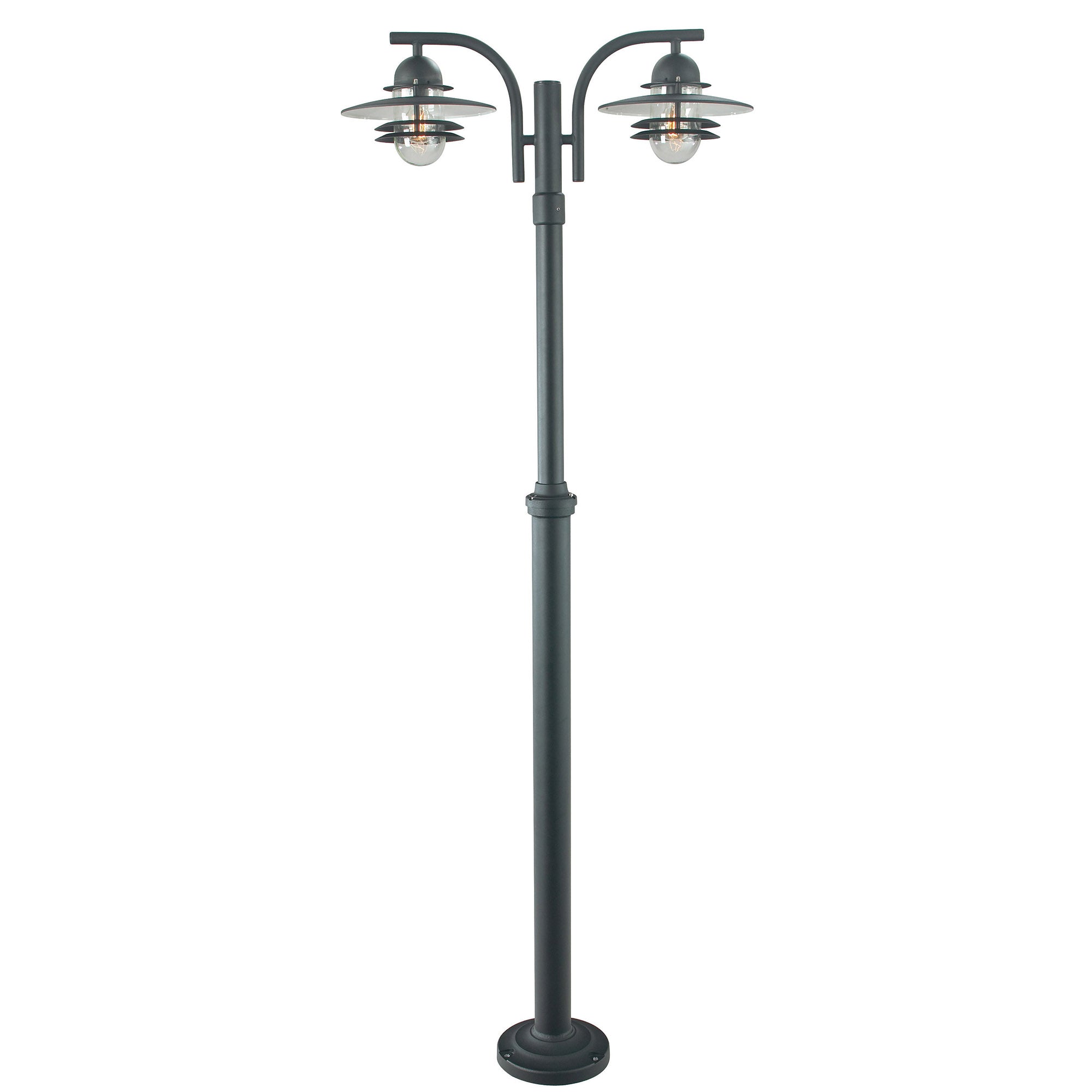 Norlys Oslo 2 Light Outdoor Post in Black with Clear Shade
