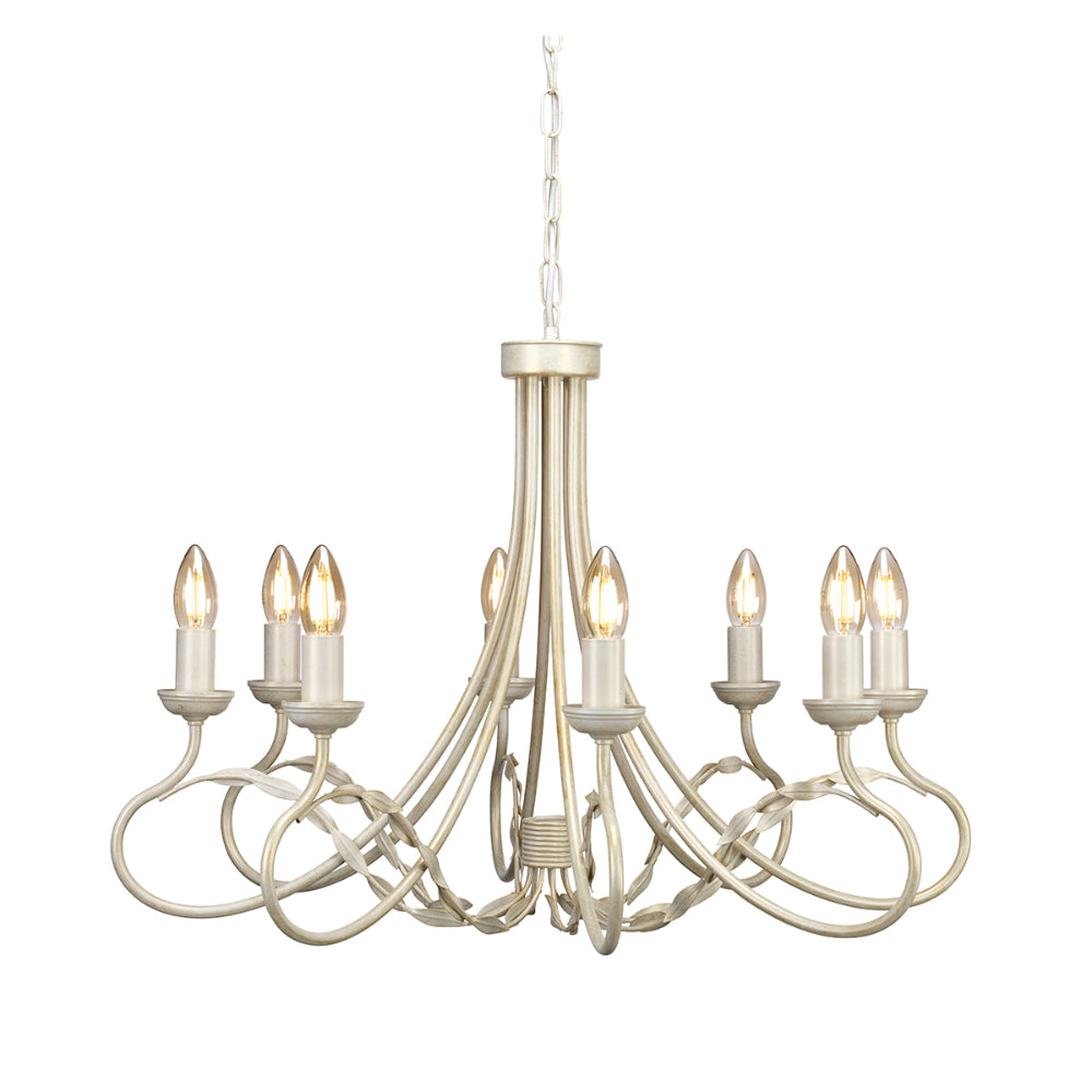 Elstead Olivia 8 Light Chandelier in Ivory and Gold