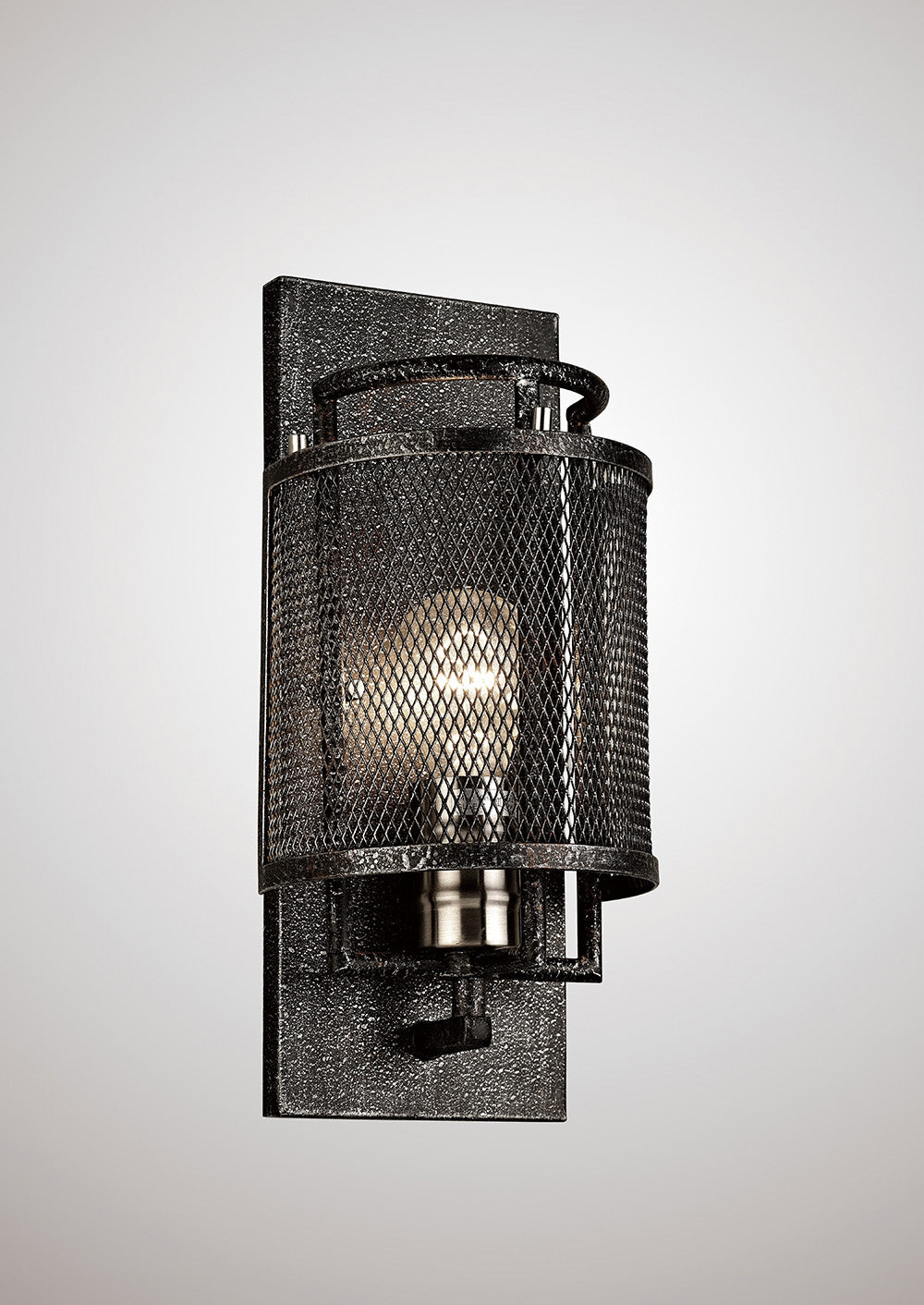 Diyas Parker 1 Light Wall Light in Weathered Zinc and Brushed Nickel