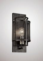 Diyas Parker 1 Light Wall Light in Weathered Zinc and Brushed Nickel