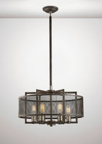 Diyas Parker 6 Light Pendant Light in Weathered Zinc and Brushed Nickel
