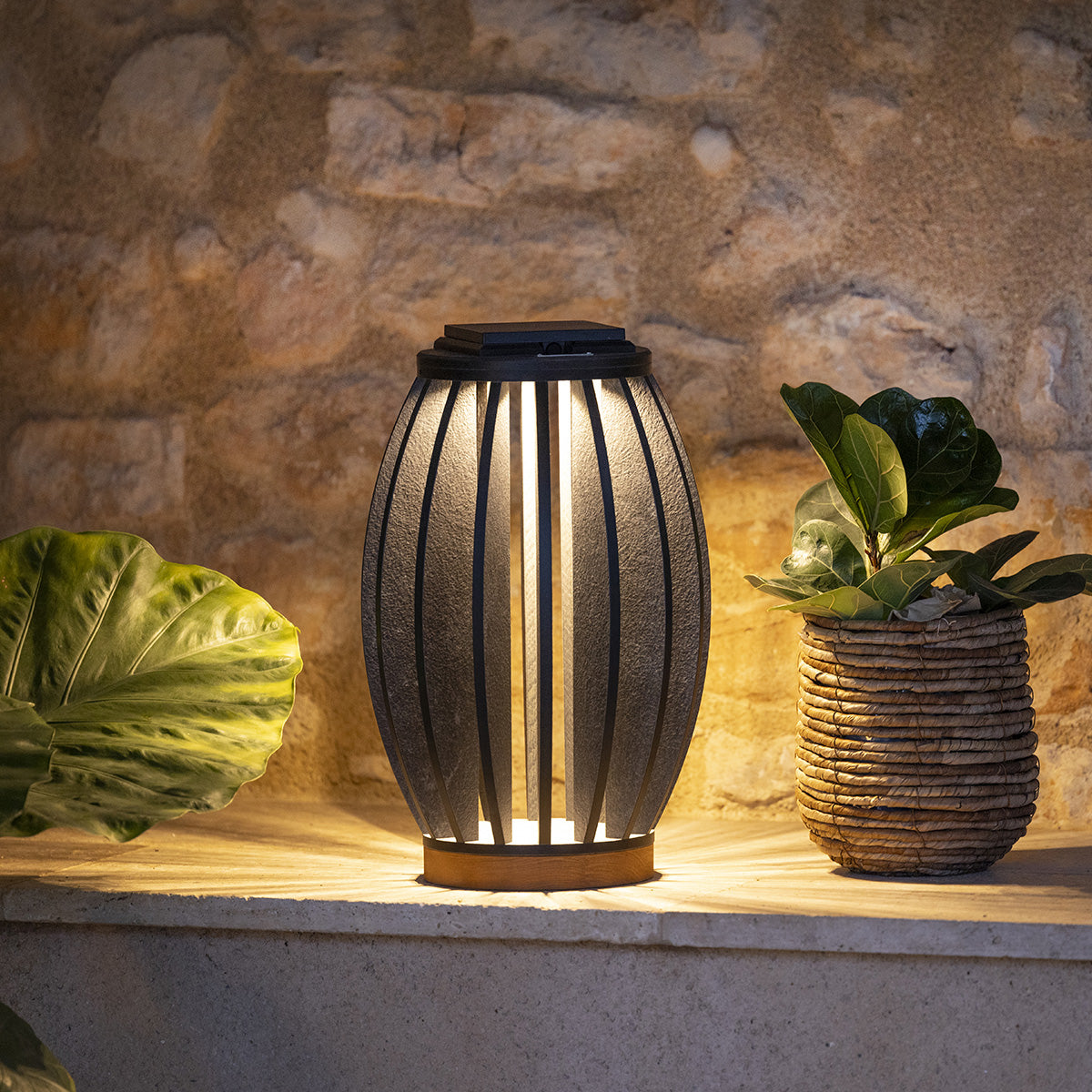 Pasteque 500lm Solar Lantern - Teak with HPL Slats