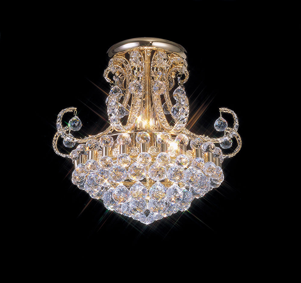 Diyas Pearl 9 Light Ceiling Light in French Gold with Crystal