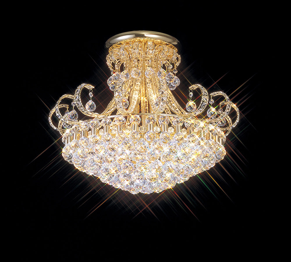 Diyas Pearl 12 Light Ceiling Light in French Gold with Crystal