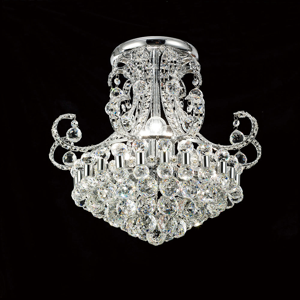 Diyas Pearl 9 Light Round Ceiling Light in Polished Chrome with Crystal