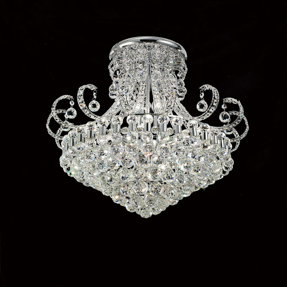 Diyas Pearl 12 Light Round Ceiling Light in Polished Chrome with Crystal