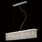 Diyas Piazza 4 Light Rectangular Pendant Light in Polished Chrome with Crystal