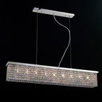 Diyas Piazza 9 Light Rectangular Pendant Light in Polished Chrome with Crystal