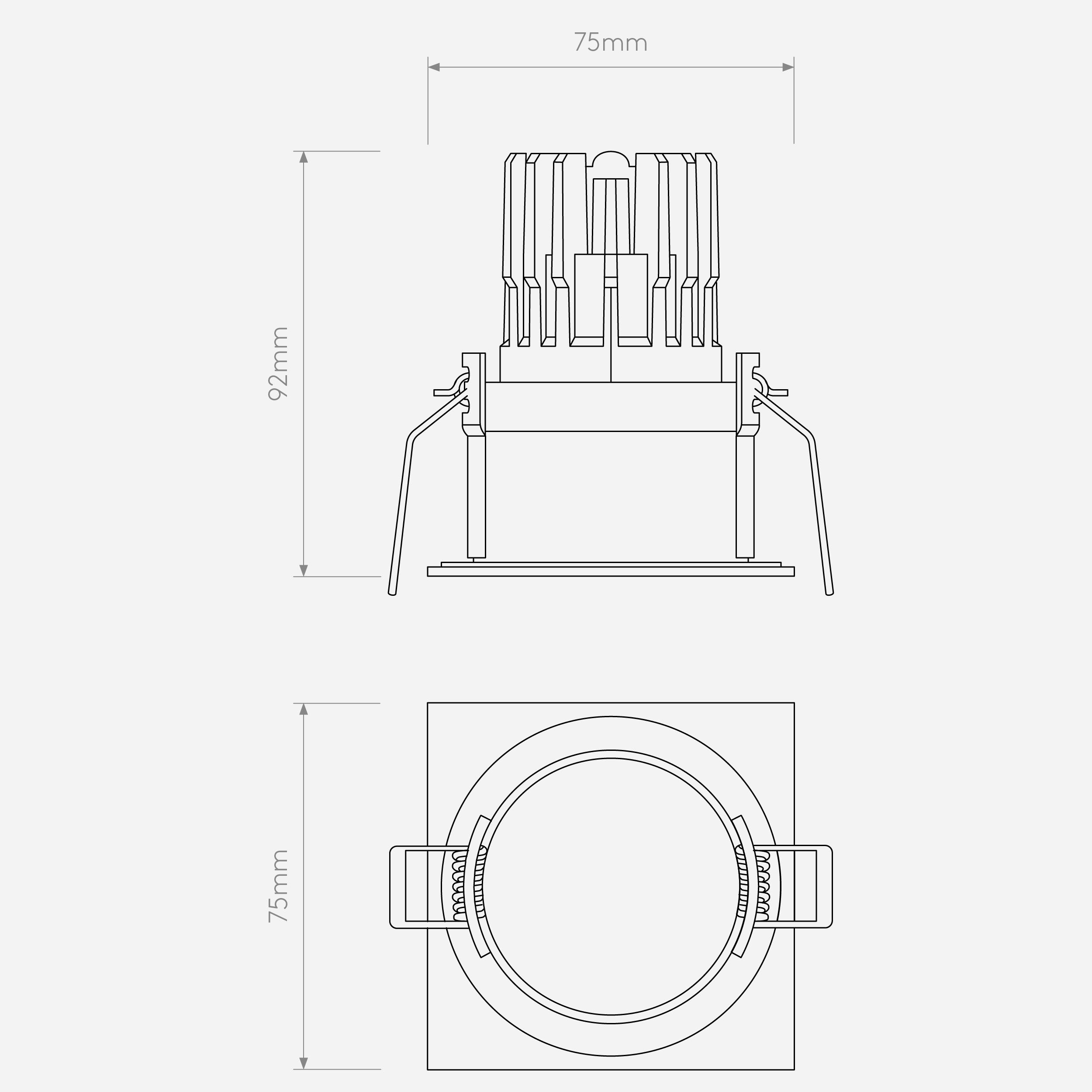 Pinhole Pro Square Fixed IP65 - Technical Drawing