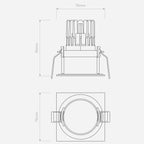 Pinhole Pro Square Fixed IP65 - Technical Drawing