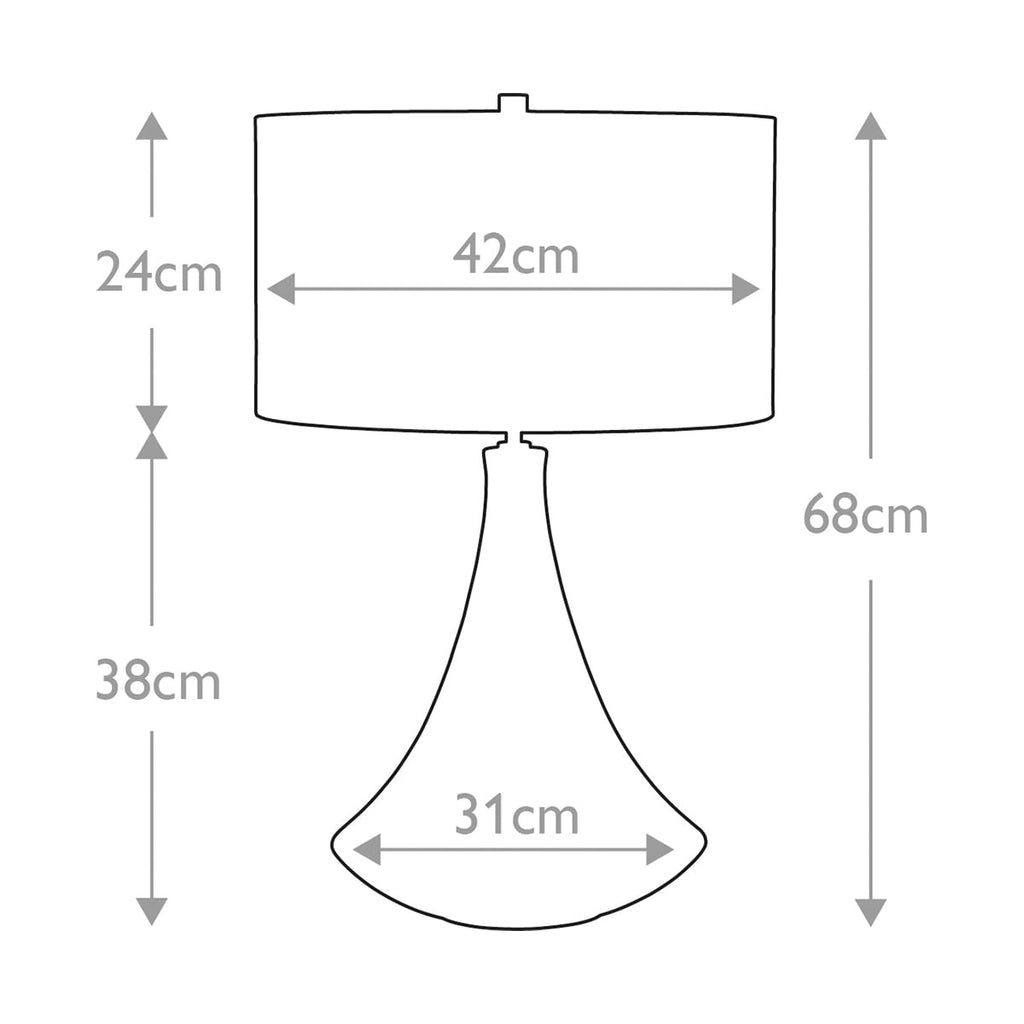 Elstead Pinner Table Lamp in Subtle Pink & Matt Cream - dimensions