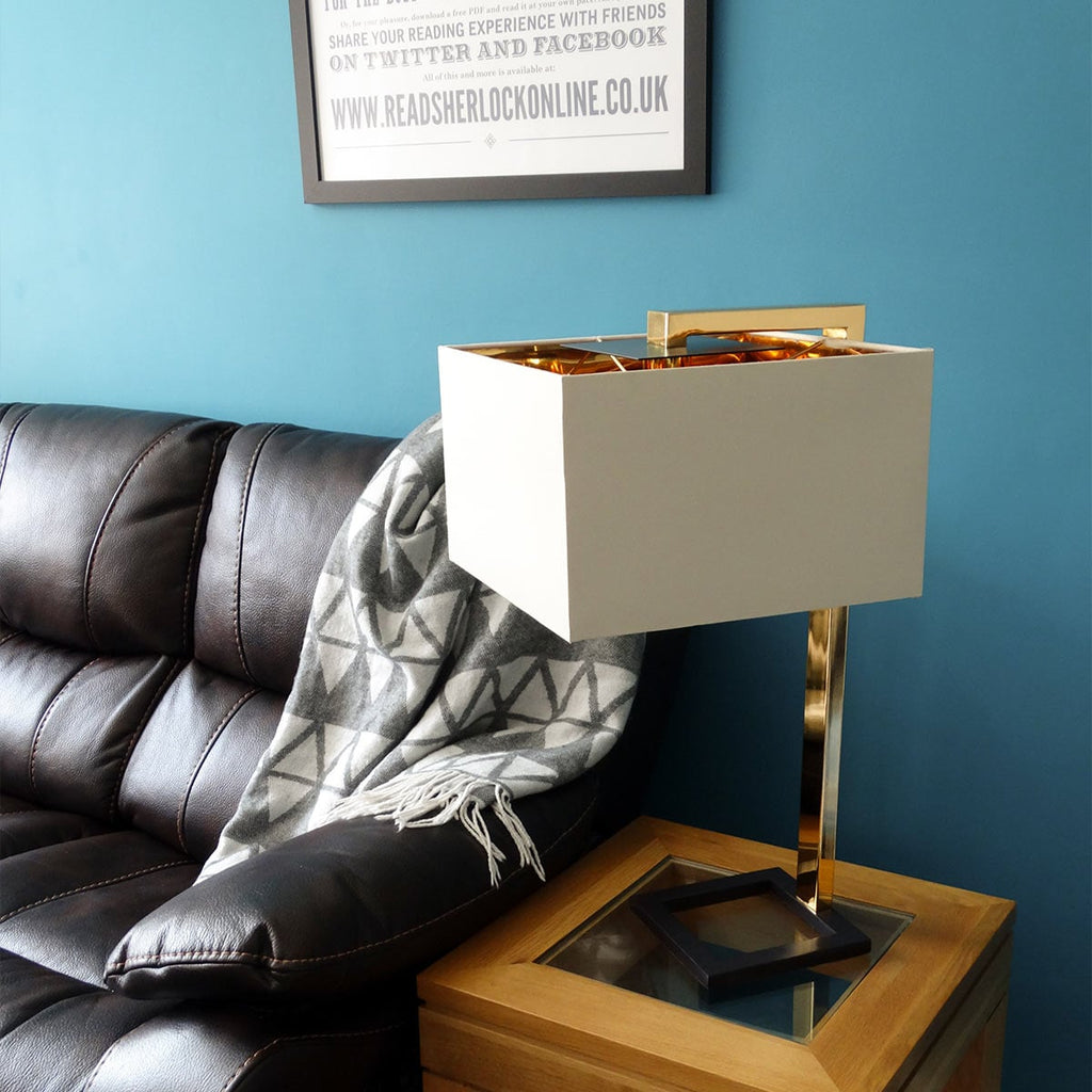 Elstead Plein Table Lamp in Dark Brown and Polished Gold