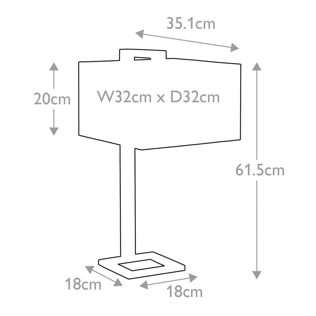 Elstead Plein Table Lamp in Dark Brown and Polished Gold - dimensions