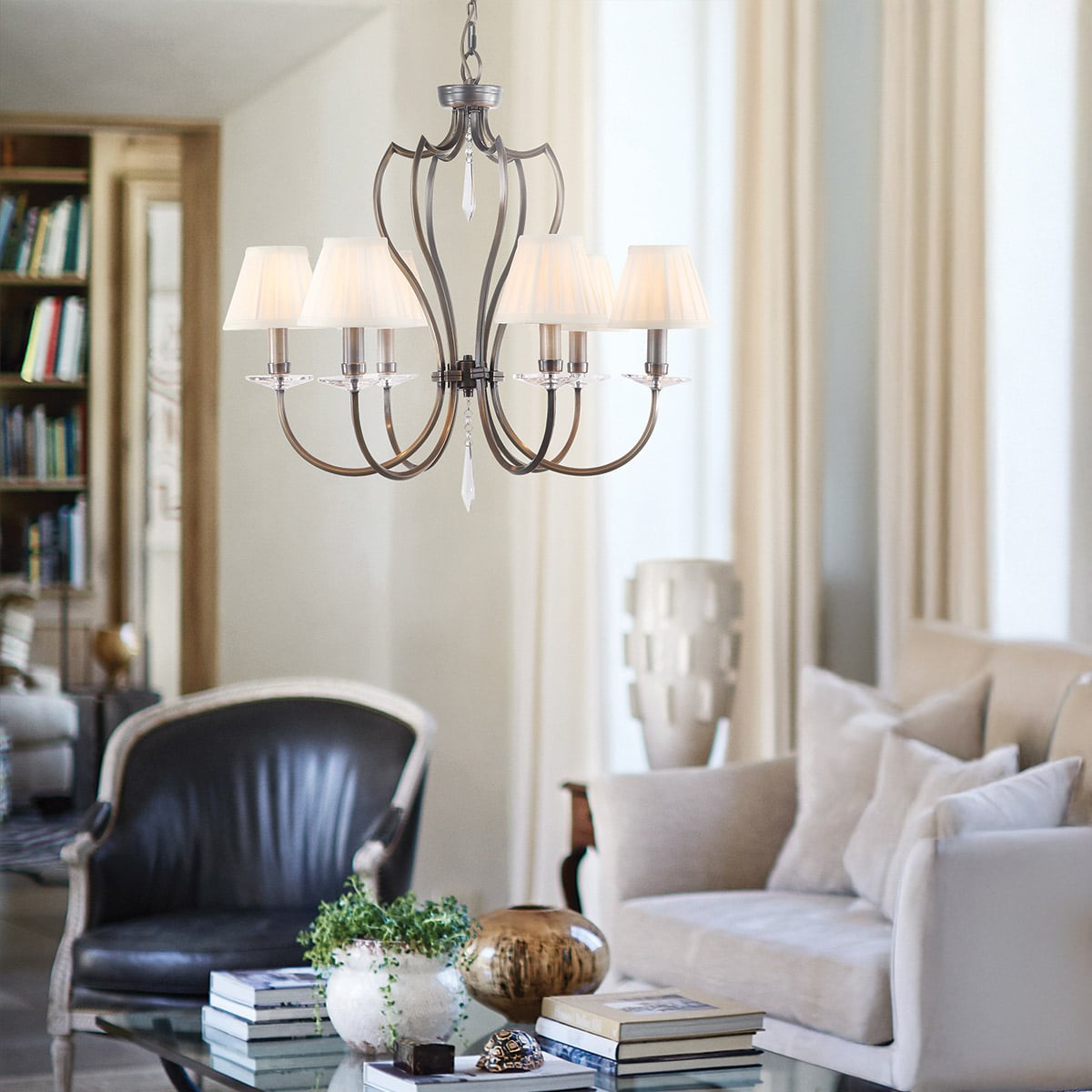 Elstead Pimlico 6 Light Ceiling Light in Dark Bronze, in situ