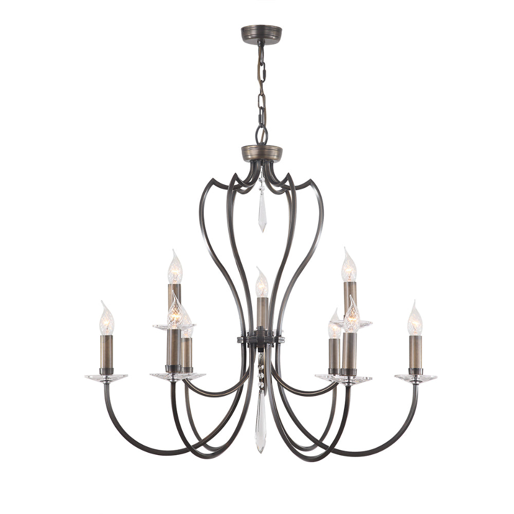 Elstead Pimlico 9 Light Multi-Arm Chandelier in Dark Bronze