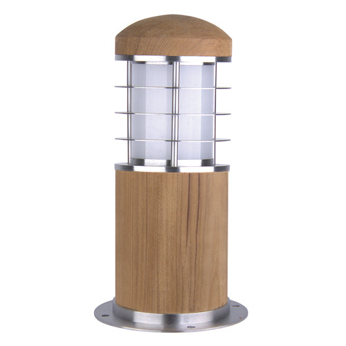 Garden Zone Poole 1 Light Outdoor Bollard in Stainless Steel with Teak