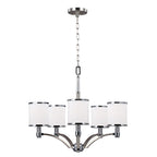 Feiss Prospect Park 5 Light Chandelier in Satin Nickel and Chrome