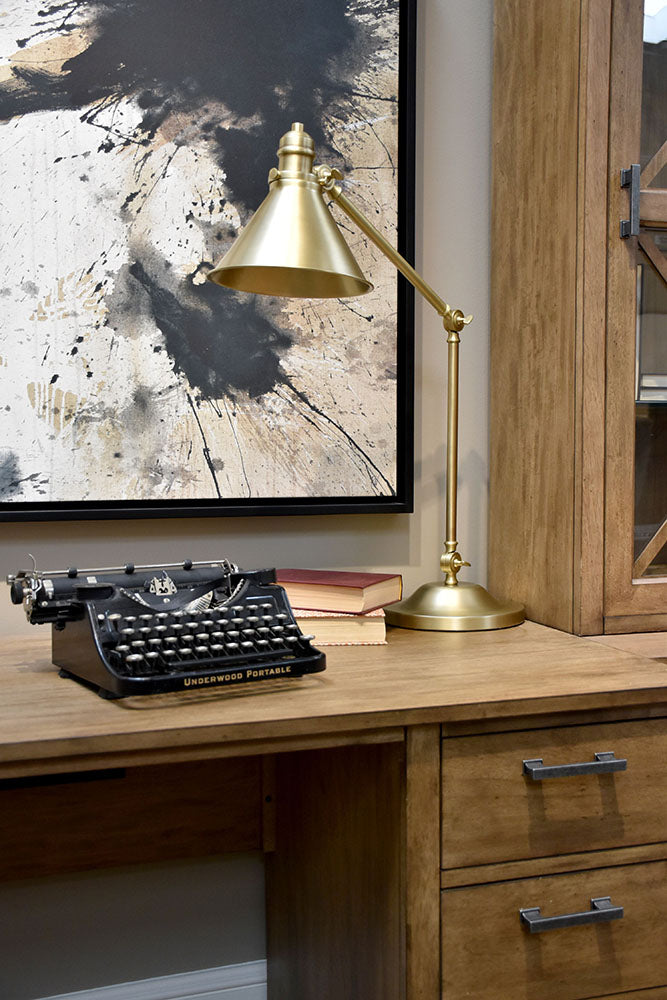 Elstead Provence Desk Lamp in Aged Brass