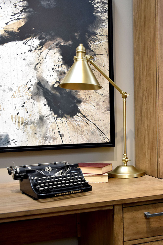 Elstead Provence Desk Lamp in Aged Brass