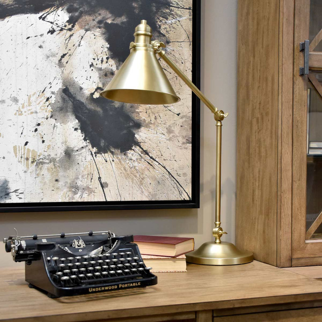 Elstead Provence Desk Lamp in Aged Brass