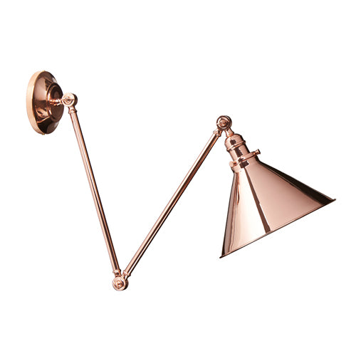 Elstead Provence 1 Light Adjustable Wall Light in Polished Copper