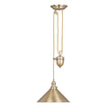 Elstead Provence 1 Light Rise and Fall Pendant Light in Aged Brass