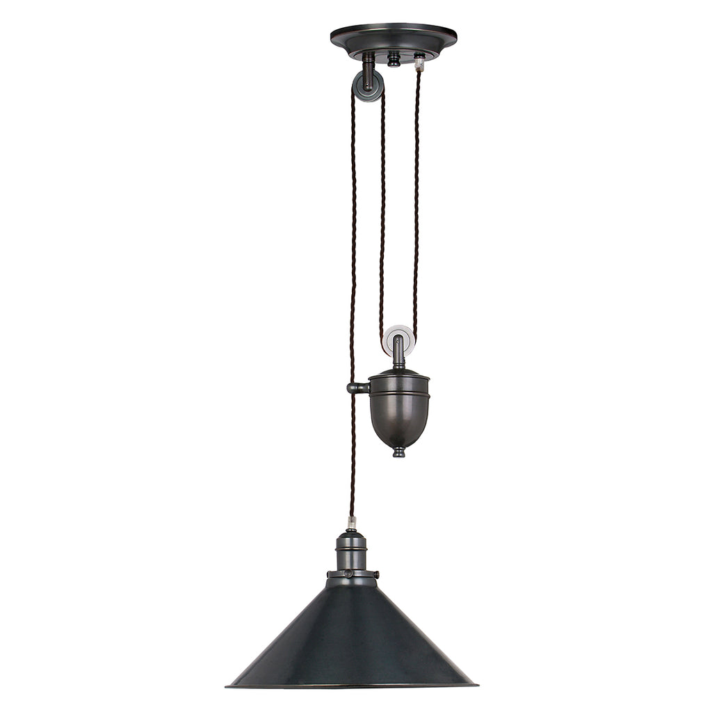 Elstead Provence 1 Light Rise and Fall Pendant Light in Old Bronze