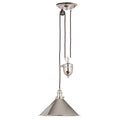 Elstead Provence 1 Light Rise and Fall Pendant Light in Polished Nickel
