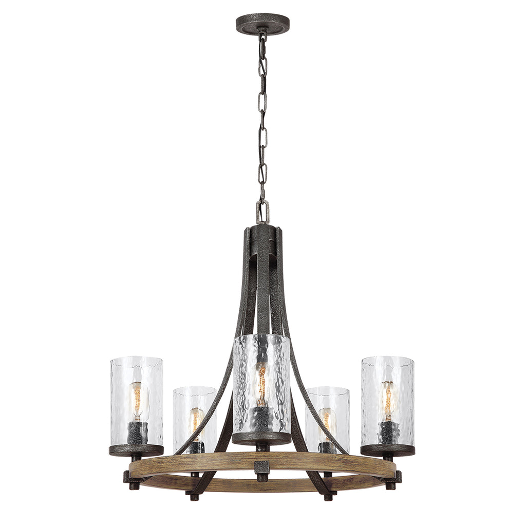 Quintiesse Angelo 5 Light Chandelier Distressed Weathered Oak Slate