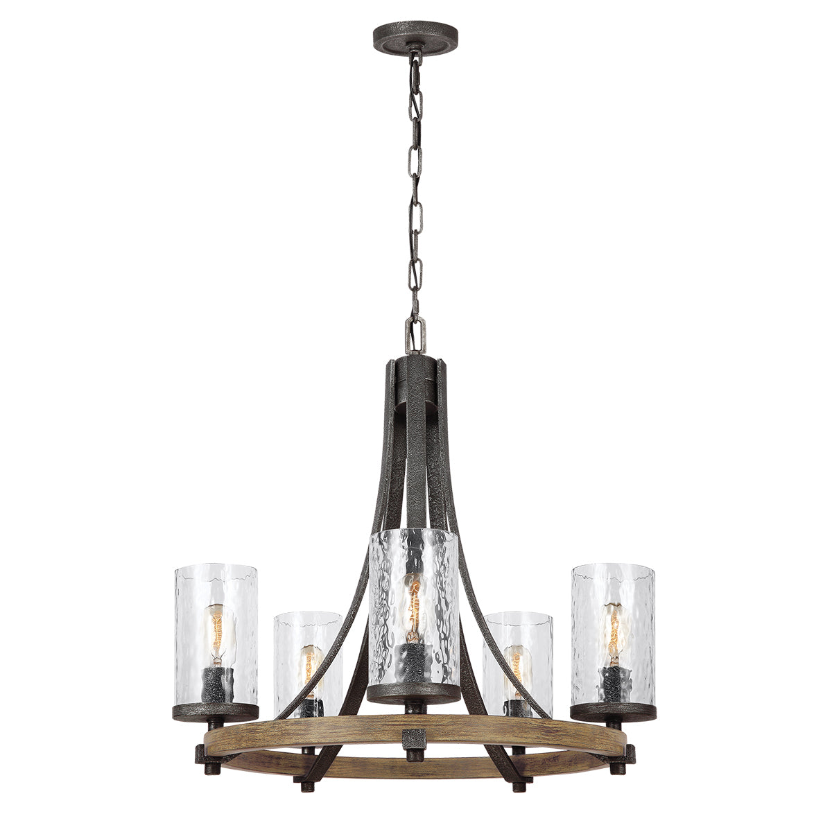 Quintiesse Angelo 5 Light Chandelier Distressed Weathered Oak Slate