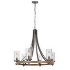 Quintiesse Angelo 6 Light Chandelier Distressed Weathered Oak Slate