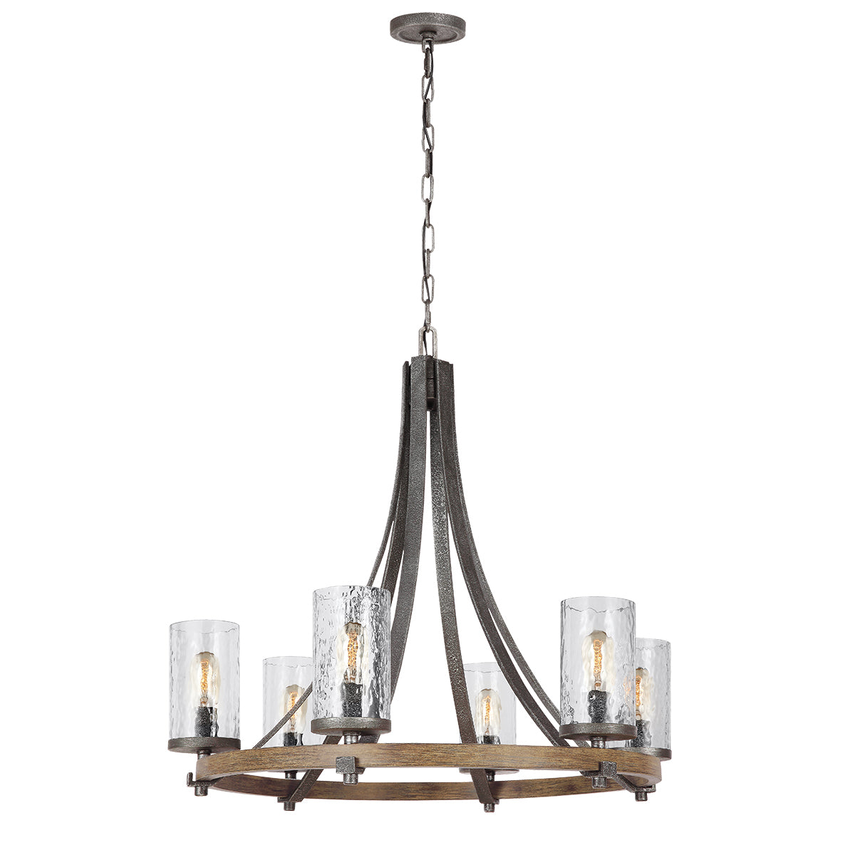 Quintiesse Angelo 6 Light Chandelier Distressed Weathered Oak Slate